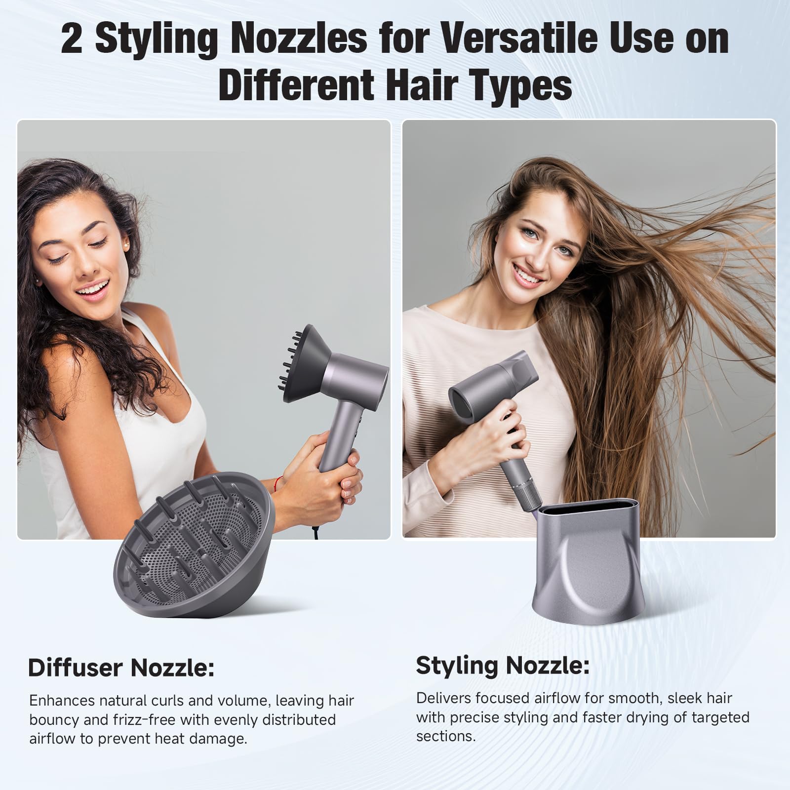 Professional Ionic Hair Dryer 160000RPM Fast Dry Low Noise with Diffuser