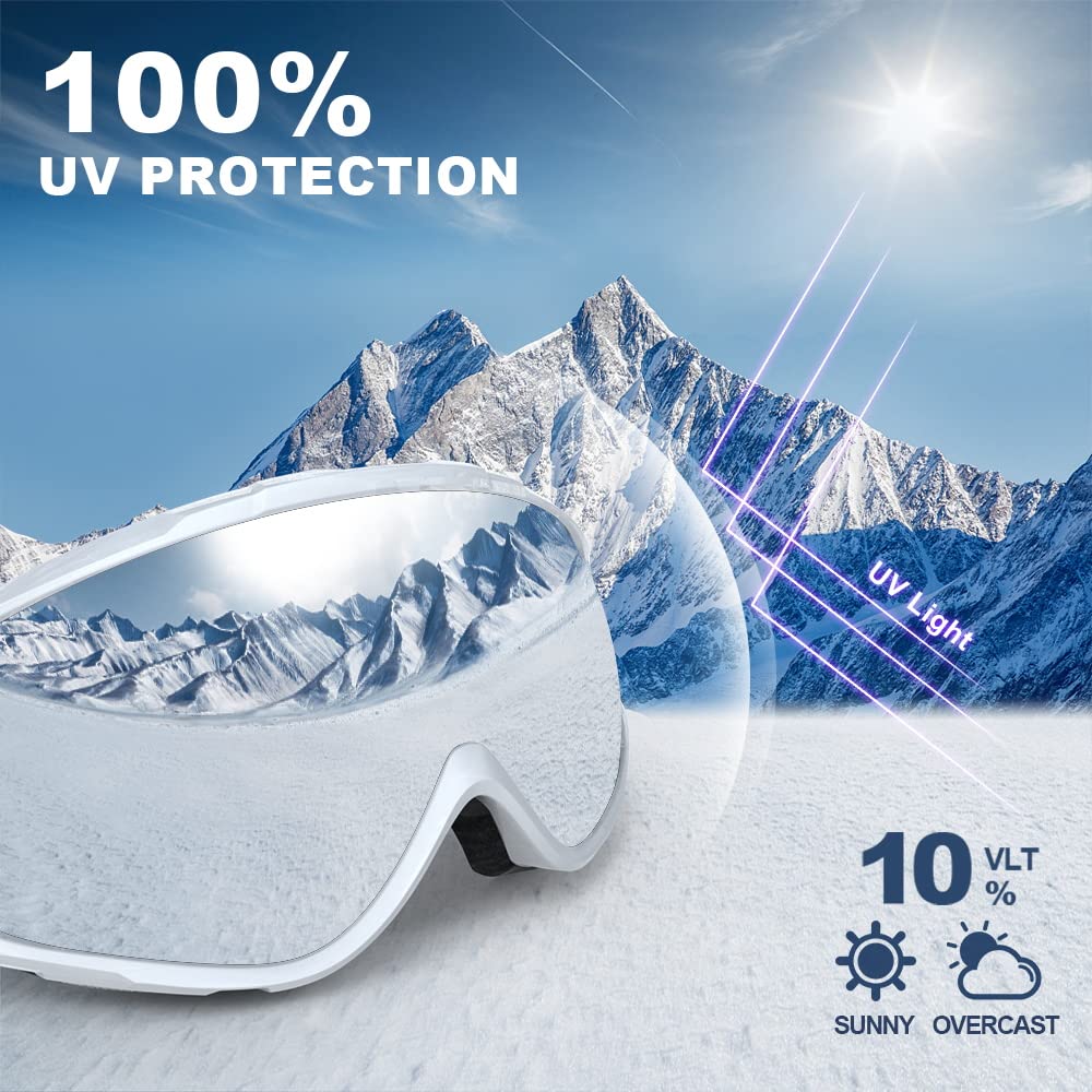 findway Ski Goggles OTG - Over Glasses Snow/Snowboard Goggles for Men, Women &
