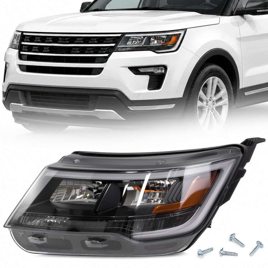 LH Chrome Bezel LED Headlight Assembly W/o LED Control Module Compatible with