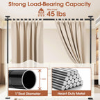 SUNALLY Room Divider Curtain Rod ,No Drill Adjustable 4-10ft Freestanding Black
