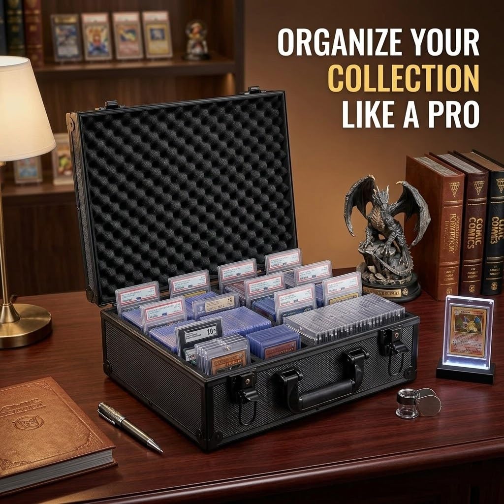 SUREMAX 600+ Trading Card Storage Box, Portable Card Case for 3" x 4" Graded