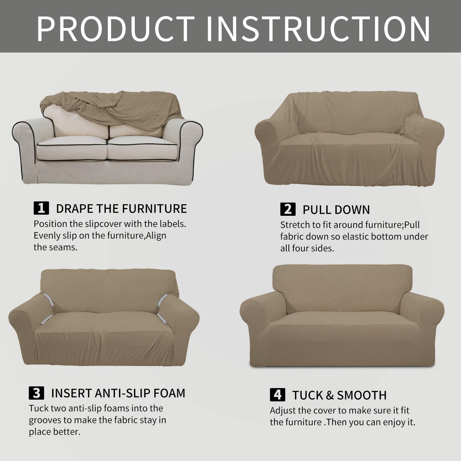 Stretch Sofa Slipcover 1 Piece Couch Cover Protector Jacquard Small Check