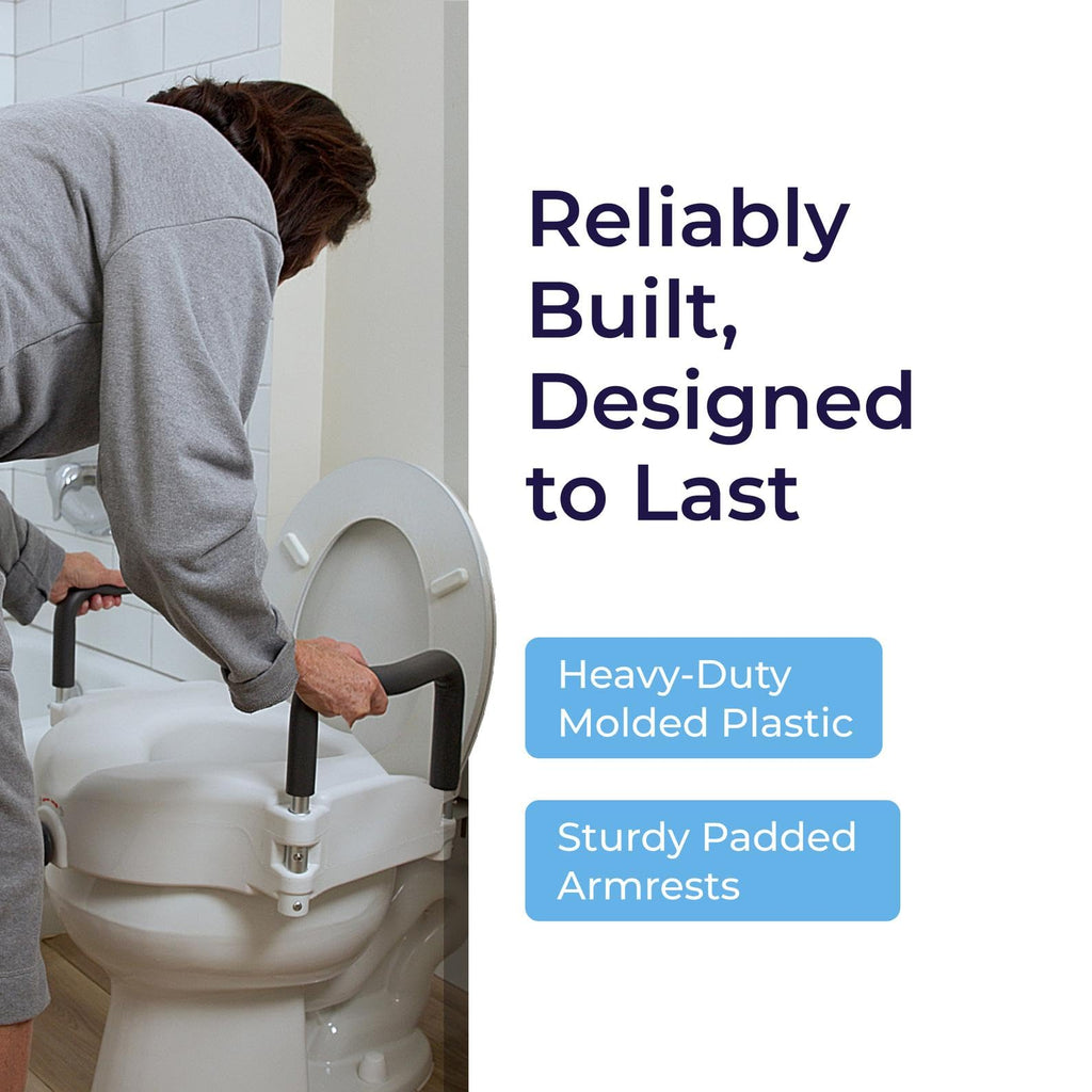 Open Box Drive Medical 2-in-1 Raised Toilet Seat with Removable Padded Arms