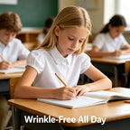 Bienzoe White Girls Cotton Blouse: Short Sleeve Wrinkle-Free School Uniform