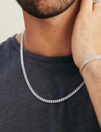 MOLAYES Solid 925 Sterling Silver 3.5mm Cuban Link Curb Chain Necklace for Men