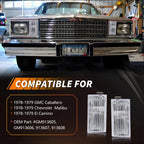 MOTRUM Front Parking Corner Side Marker Light Housing Compatible with GMC Caballero Malibu El Camino 1978-1979, [DOT] Turn Signal Marker Light Cover [No Bulbs], Clear Lens