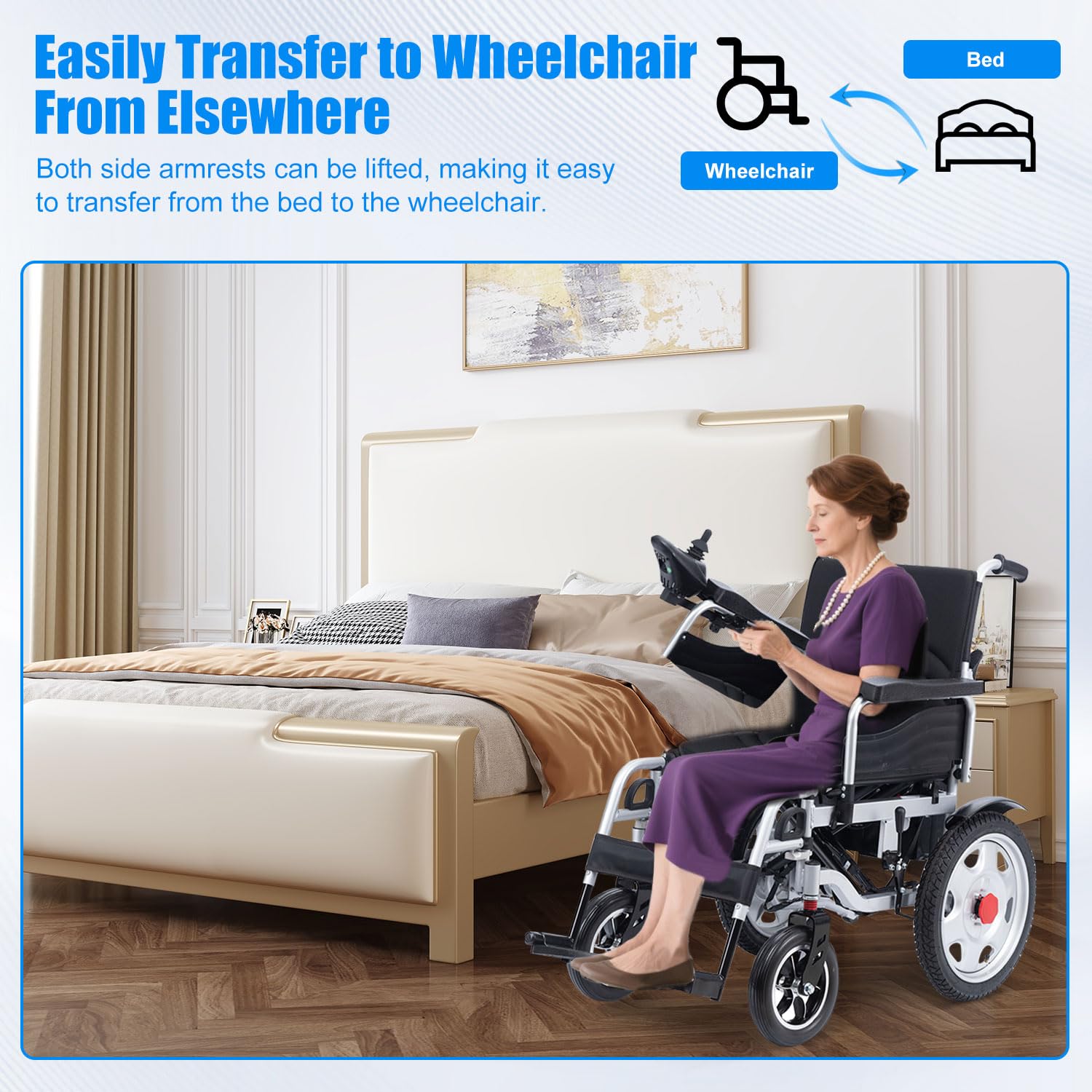 Electric Wheelchairs for Adults, 25 Miles All-Terrain Power Wheelchair