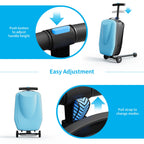 TABU 21" Scooter Suitcase for Kid&Adult,Ride On Scooter Luggage,Light Blue