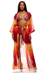 XL Forplay Women's Termoli Mesh Pool Kimono Ombre Swim Cover Up