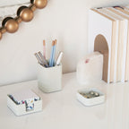 Aesthetic Desk Organizer Set of 3 For Your Office - Sturdy Concrete Desktop