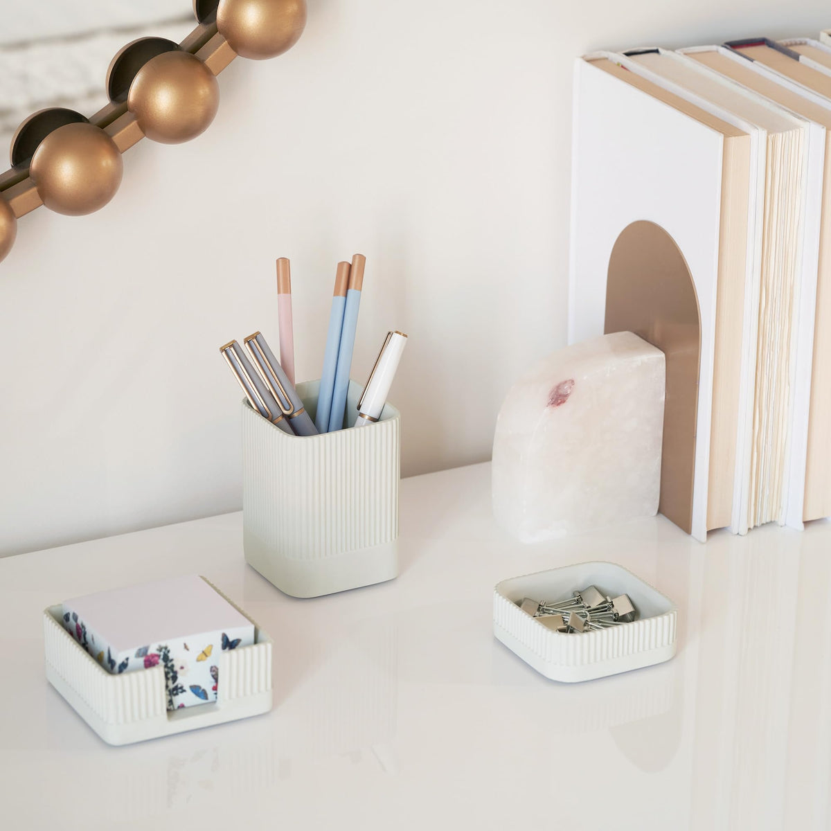 Aesthetic Desk Organizer Set of 3 For Your Office - Sturdy Concrete Desktop
