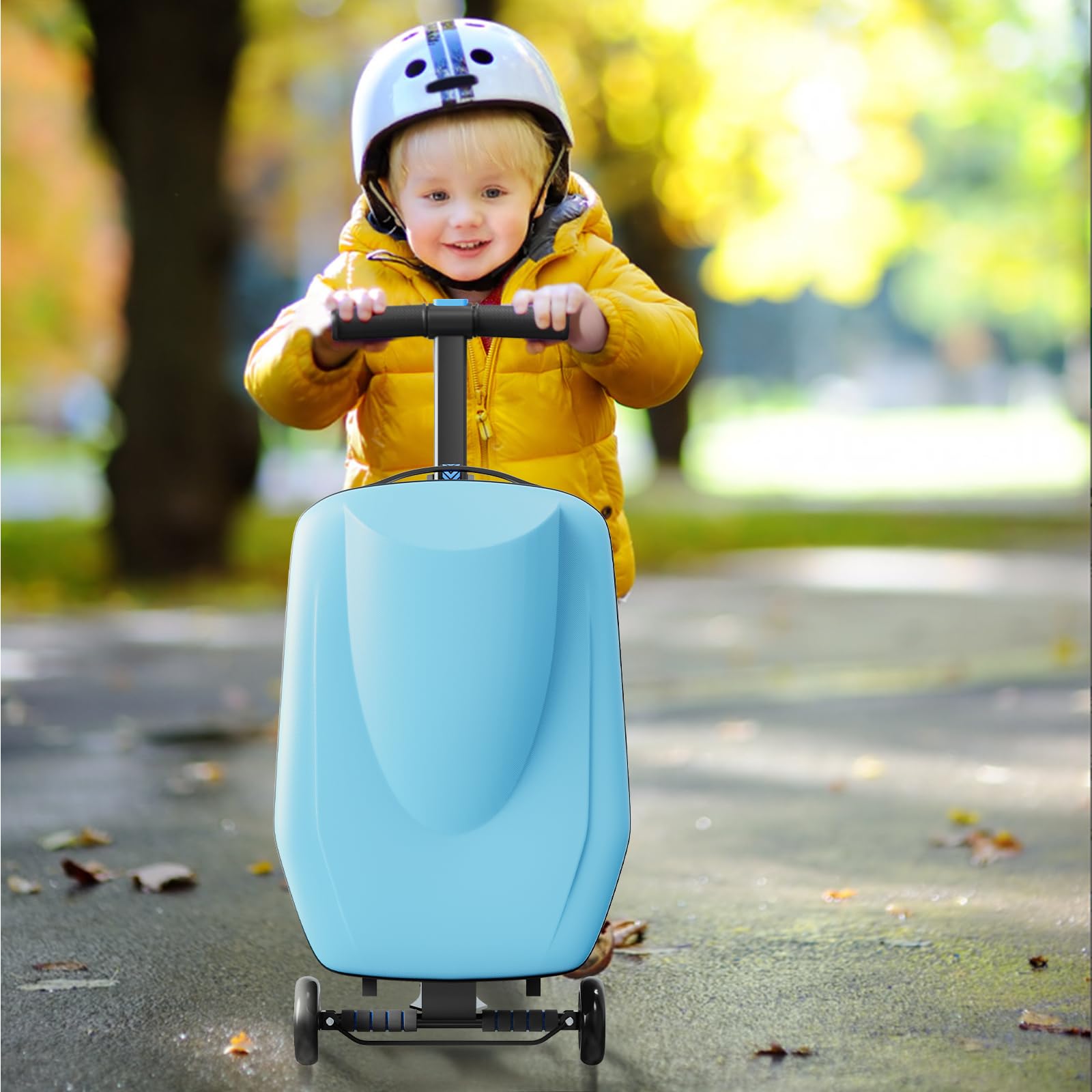 TABU 21" Scooter Suitcase for Kid&Adult,Ride On Scooter Luggage,Light Blue