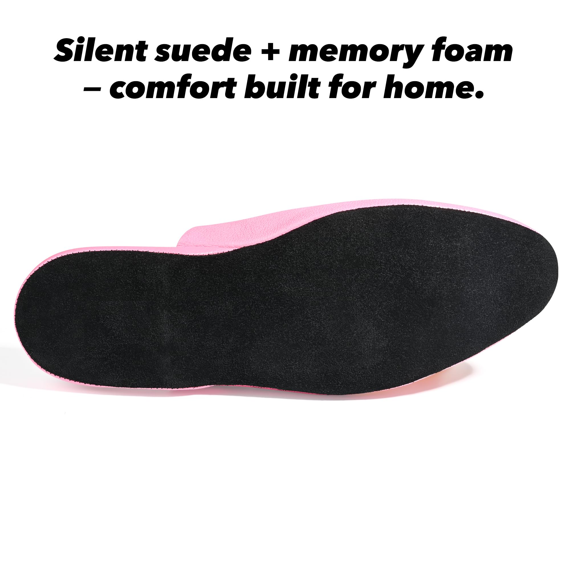 PAMIR Women's Genuine Full-Grain Leather Scuff Slippers, Rose pink, US 8 M