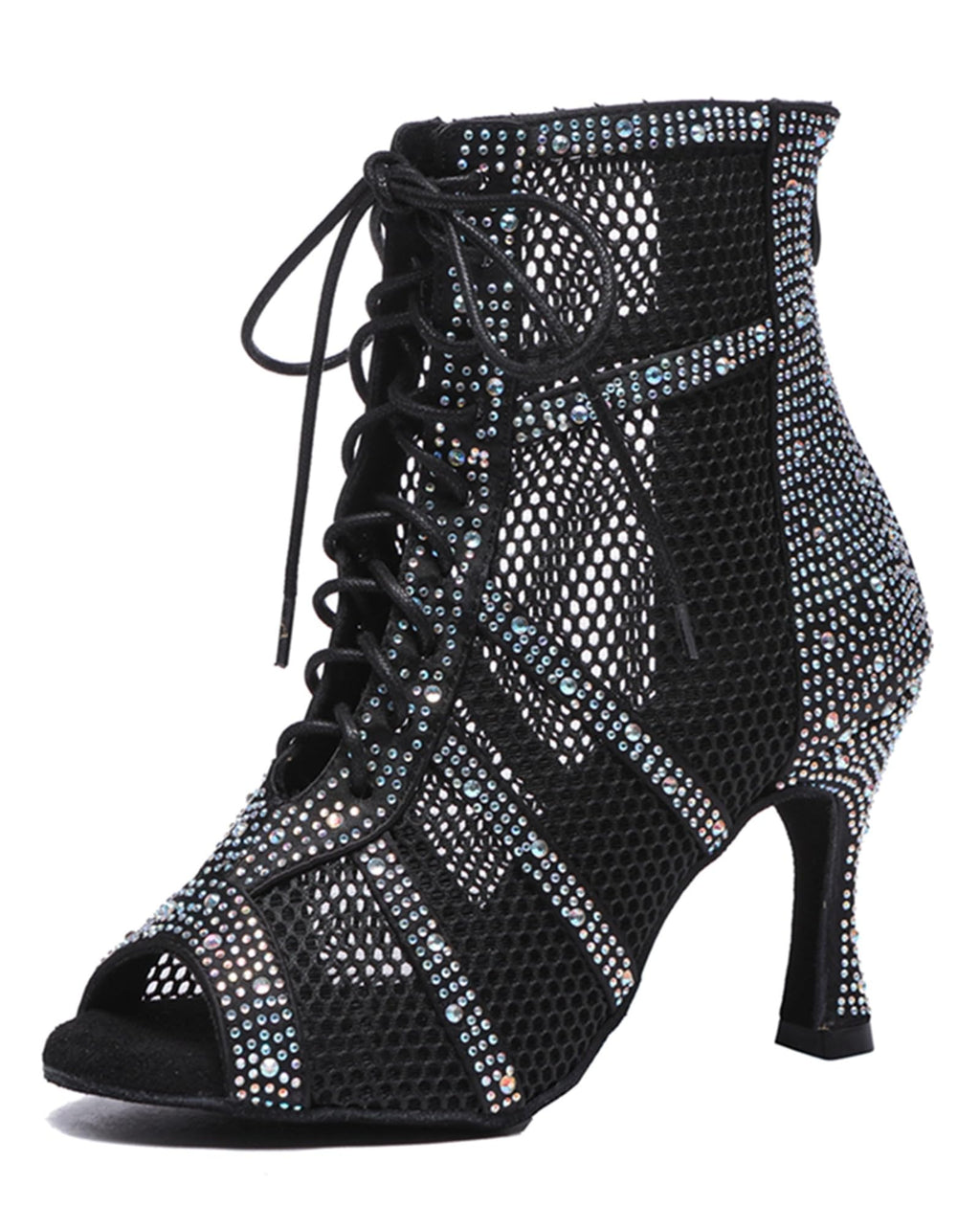 Minishion Sexy Dance Heels for Women Mesh Party Eveing Ankle Sandals Boots L567