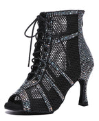 Minishion Sexy Dance Heels for Women Mesh Party Eveing Ankle Sandals Boots L567