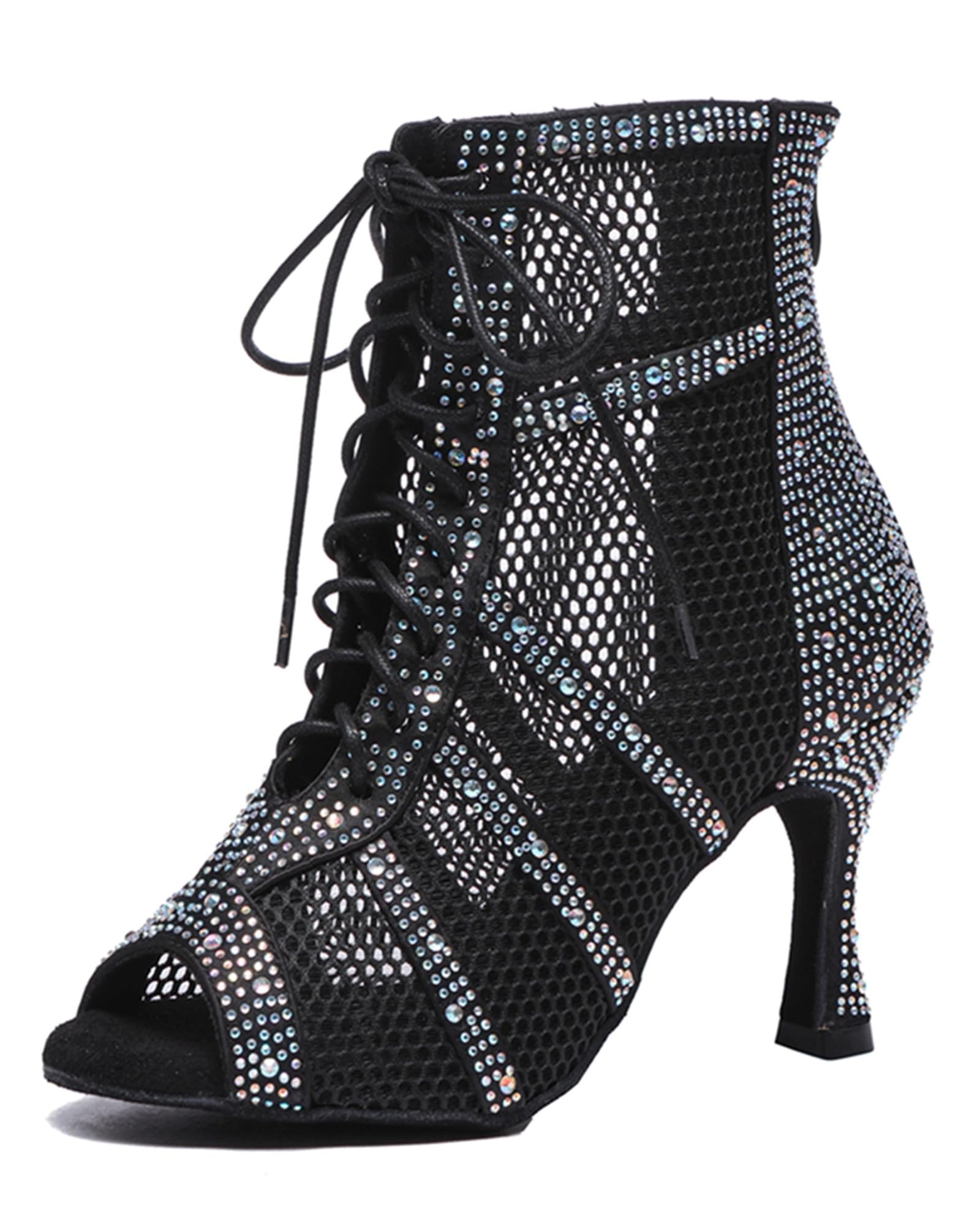 Minishion Sexy Dance Heels for Women Mesh Party Eveing Ankle Sandals Boots L567