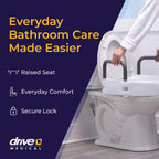 Drive Medical 2-in-1 Raised Toilet Seat with Removable Padded Arms
