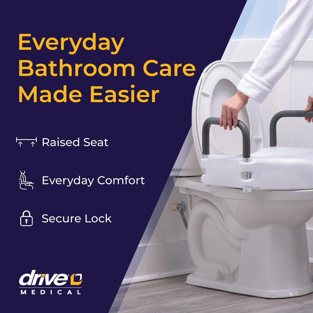 Open Box Drive Medical 2-in-1 Raised Toilet Seat with Removable Padded Arms