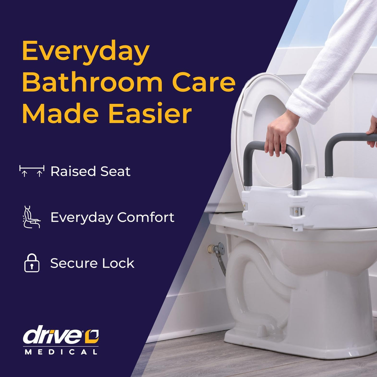 Open Box Drive Medical 2-in-1 Raised Toilet Seat with Removable Padded Arms