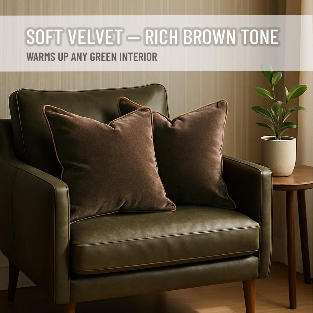 Blau Marité 2 Pack Velvet Decorative Throw Pillow Covers, 20"x20", Brown and