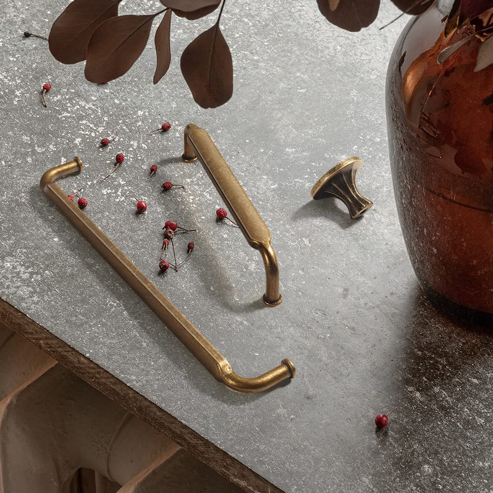 Goo-Ki 12 Pack 5 Inch （128mm） Hole Center Cabinet Pulls Antique Brass Zinc Alloy