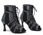 Minishion Sexy Dance Heels for Women Mesh Party Eveing Ankle Sandals Boots L567