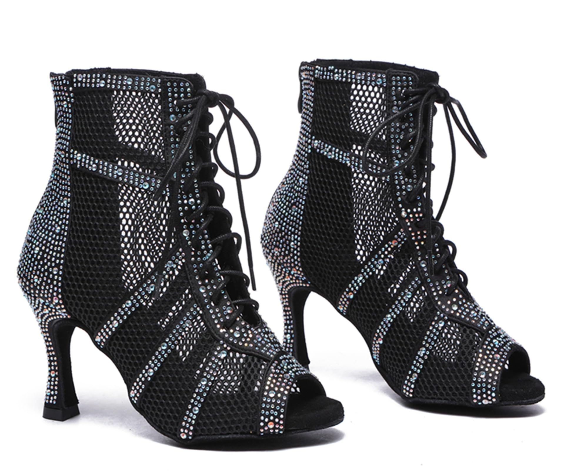 Minishion Sexy Dance Heels for Women Mesh Party Eveing Ankle Sandals Boots L567
