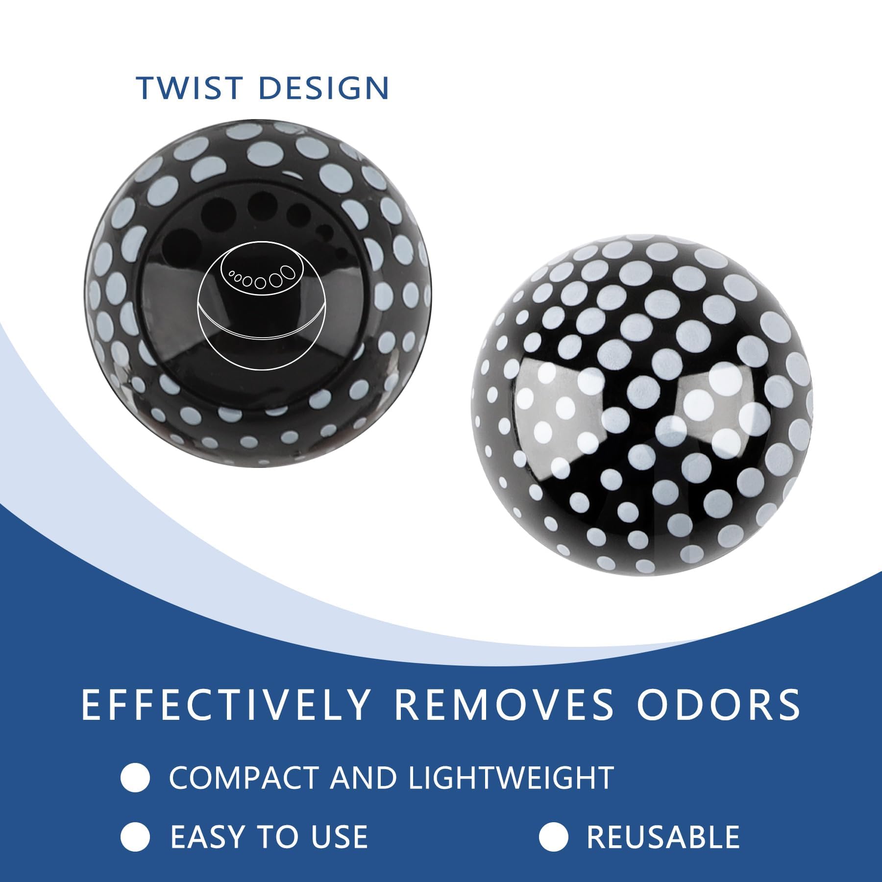 Knixmax Sneaker Deodorizer Shoe Freshener Balls, Odor Eaters for Shoes Boots Mules, Smell Eliminator Ball for Gym Gear Bags and Lockers, Fresh Linen Scent, Pack of 6, Black White