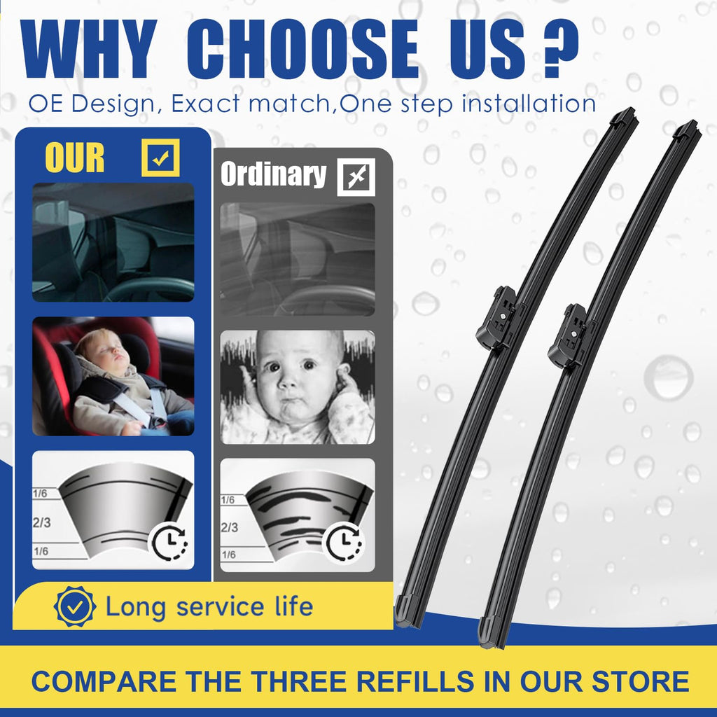 2 wipers Replacement for MBZ 2013-2010 E350 E550 E63 AMG/2013-2012