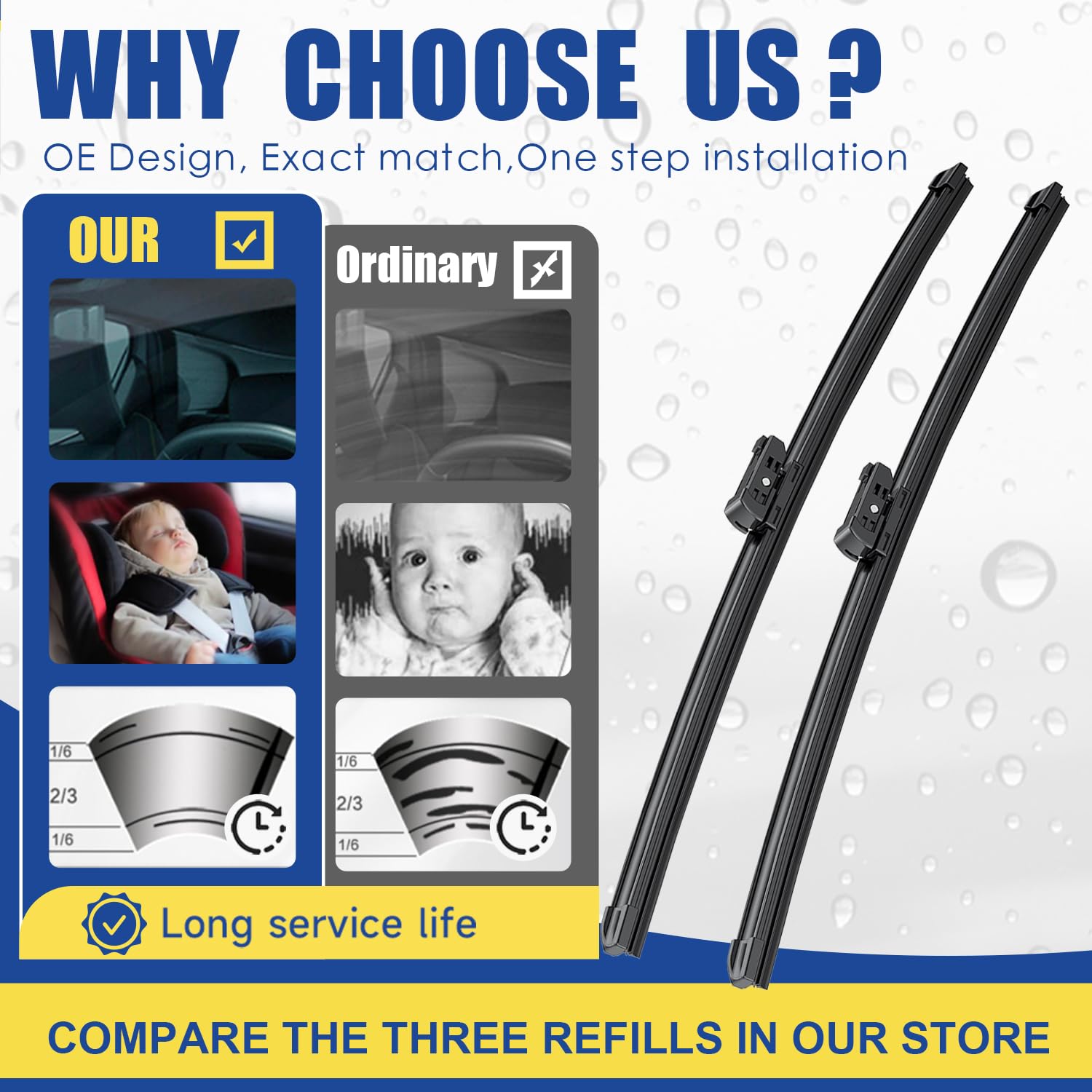 2 wipers Replacement for MBZ 2013-2010 E350 E550 E63 AMG/2013-2012