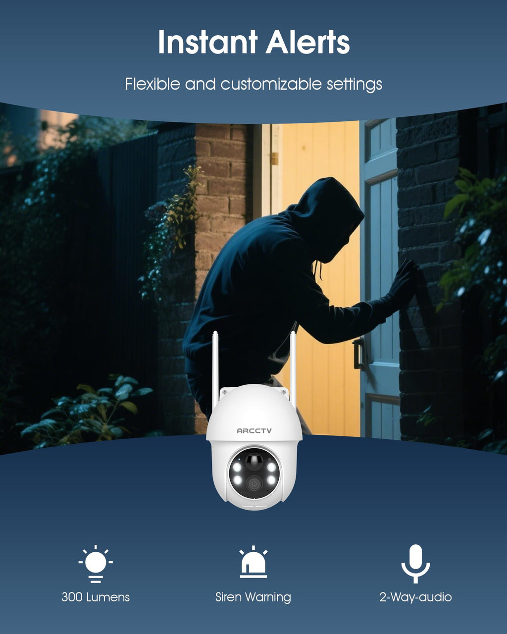 ARCCTV Solar Security Cameras Wireless Outdoor, 4MP 360° View Battery Powered