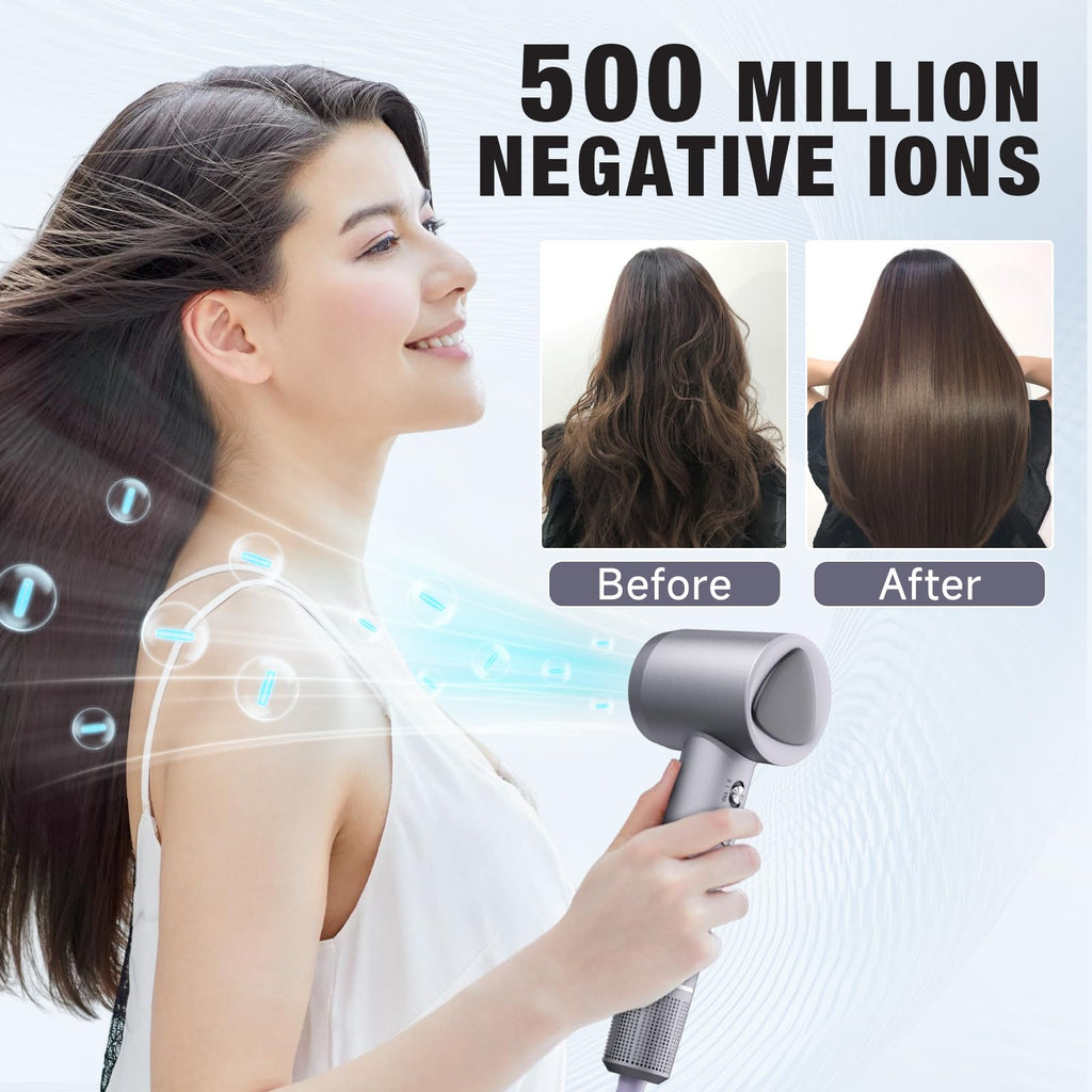 Professional Ionic Hair Dryer 160000RPM Fast Dry Low Noise with Diffuser