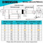 JQDML 28 Inch High Speed 1.34"/sec Linear Actuator 12V 88lbs/400N IP65