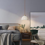 Fulesi White Ceramic Pendant Light Elegance Nordic Hanging Lamp Brass Finish