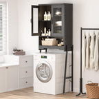 Over The Toilet Storage Cabinet with Tempered Glass Doors & Adjustable Shelf,