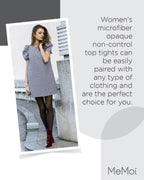 MeMoi 2 Pack Perfectly Opaque Tights, Microfiber Control Top Tights, Comfortable