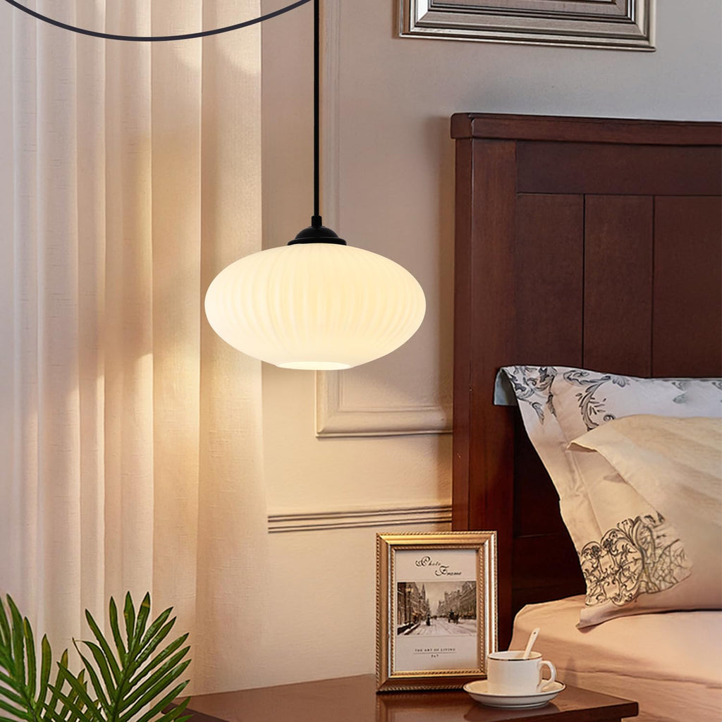 KCO Lighting Large Milk Glass Globe Pendant Light Mid Century Modern Hanging