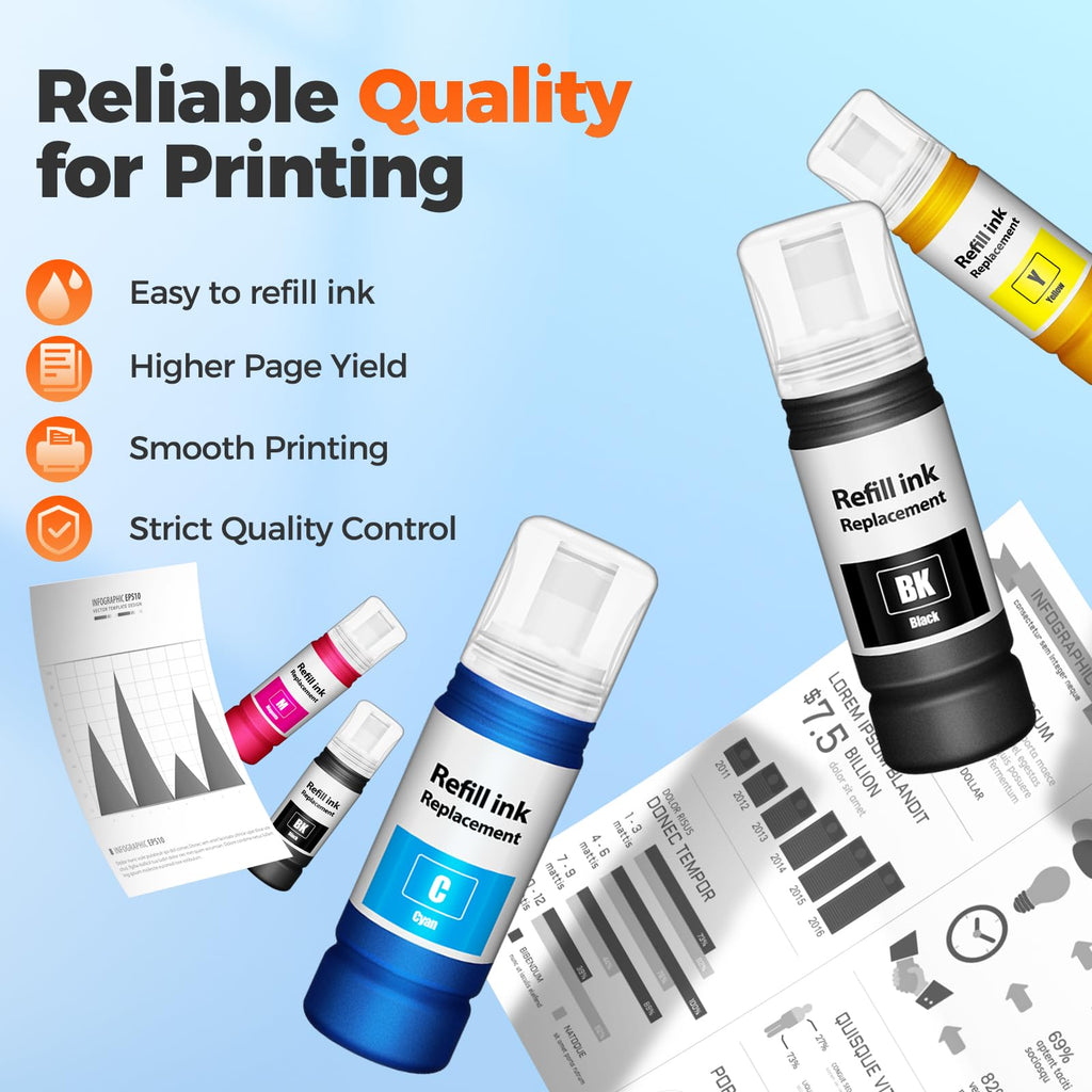 Compatible for EPT522 Ink Refill Bottles ET-2800 ET-2400 ET-4800 Replacement for