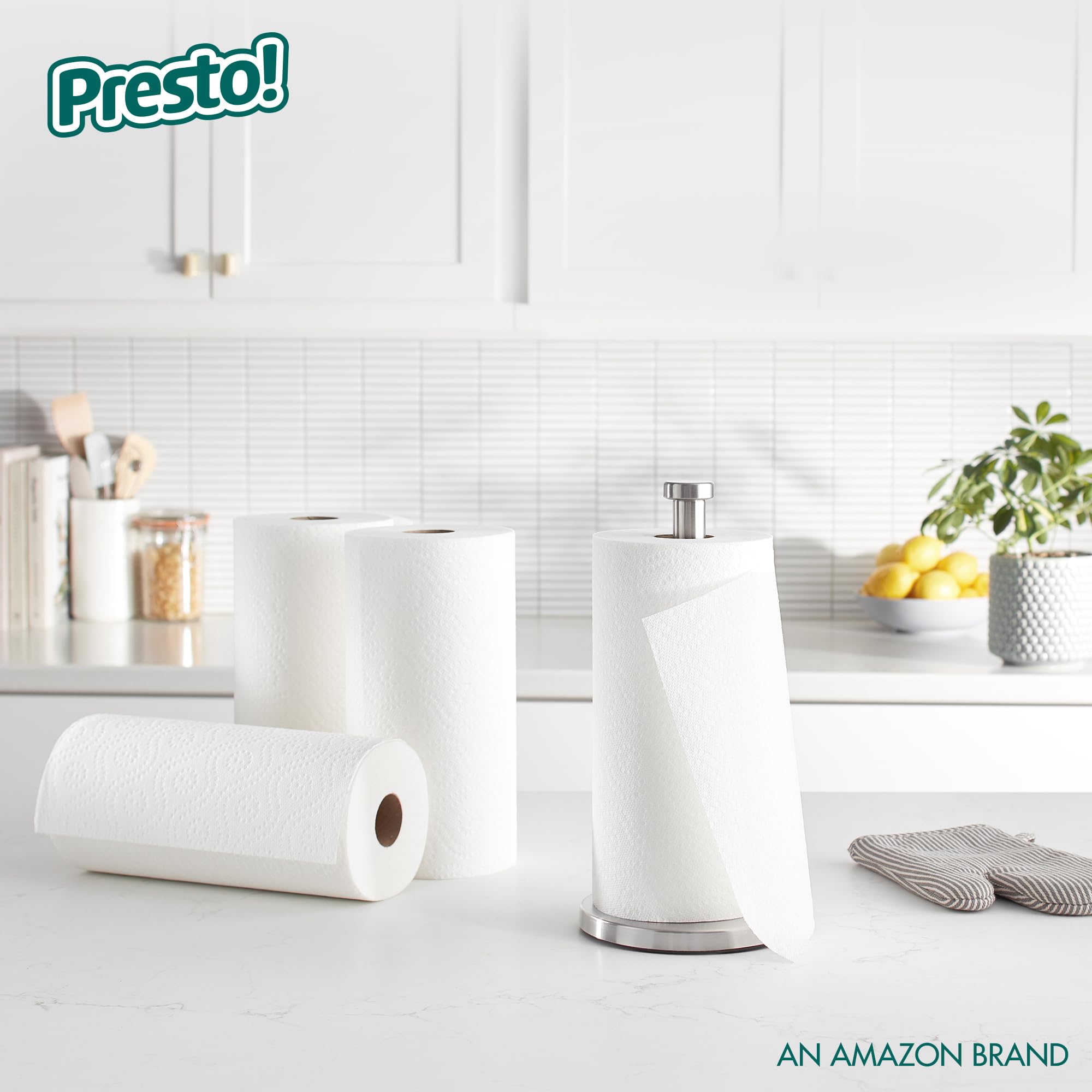 12 Rolls Amazon Brand Presto! Flex-a-Size Paper Towels 158 Sheet Huge Roll
