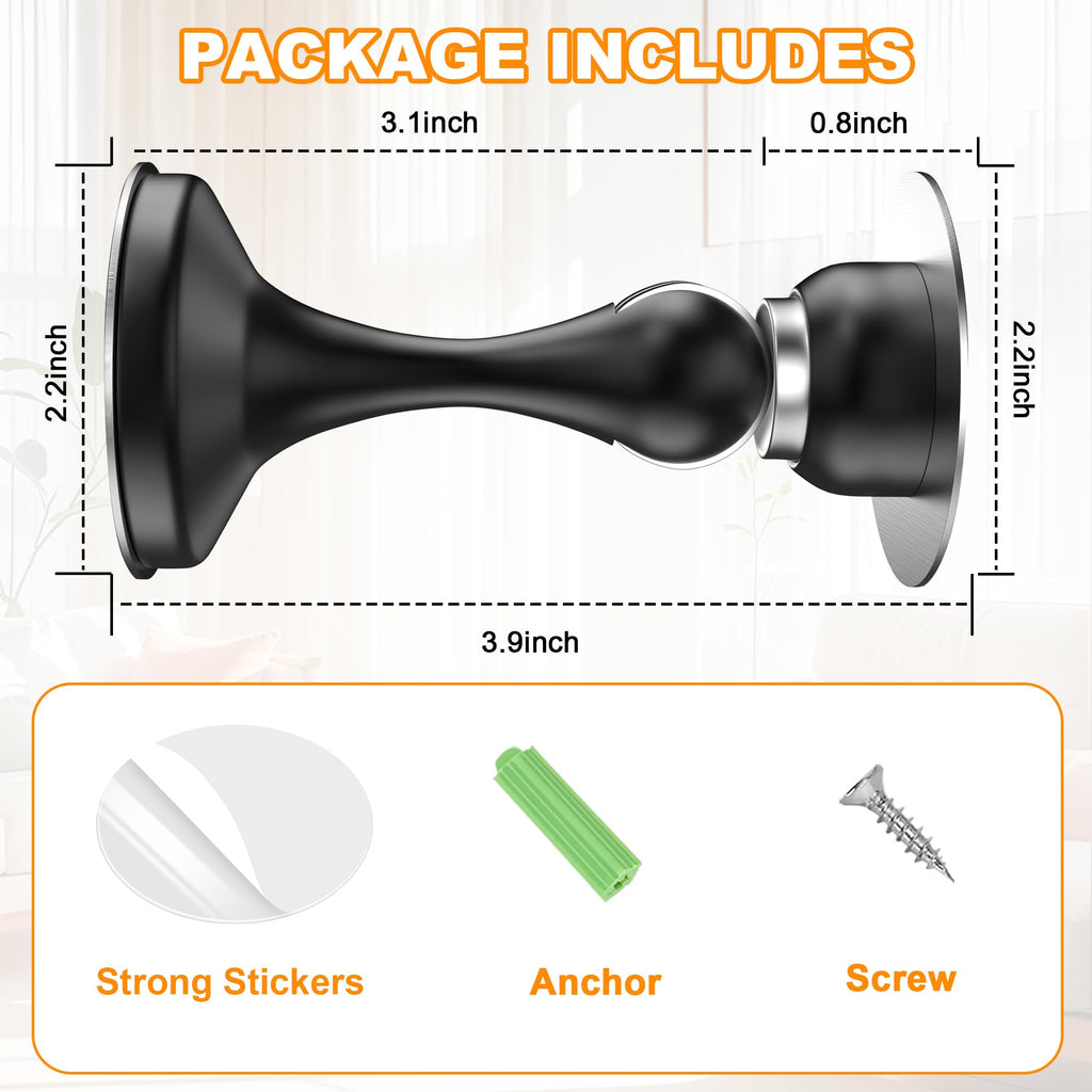 Crosize Magnetic Door Stoppers 2 Pack, Stainless Steel Door Stops, Wall-Mounted
