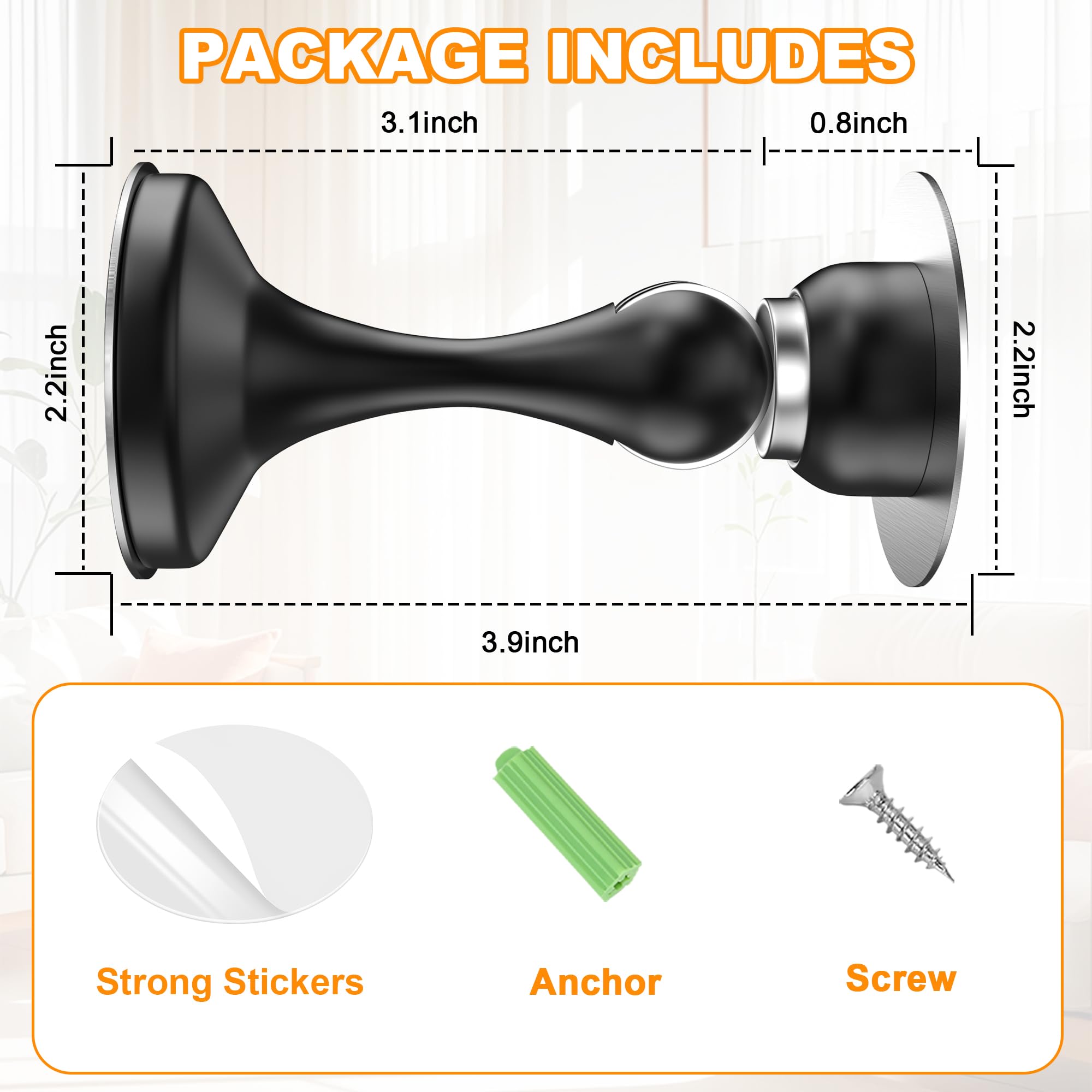 Crosize Magnetic Door Stoppers 2 Pack, Stainless Steel Door Stops, Wall-Mounted