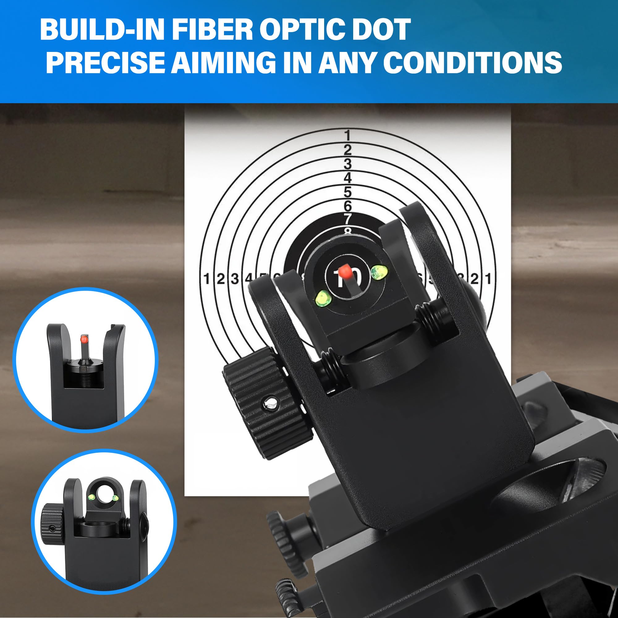 Kitmose 45 Degress Offset Iron Sights Low Profile Fiber Optics AR Sights