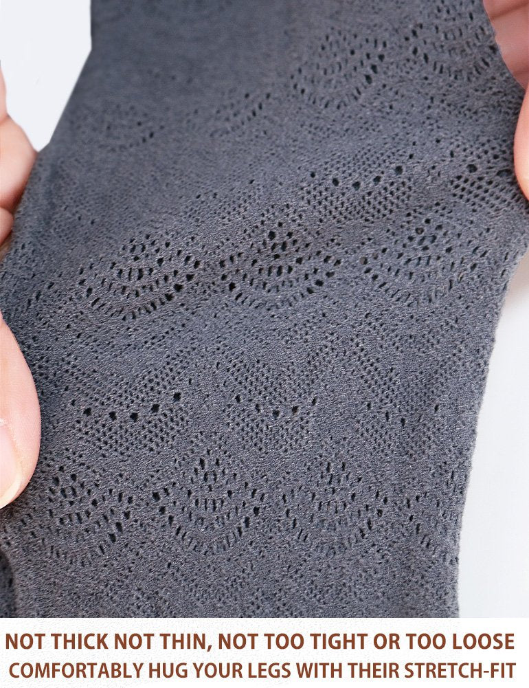 VERO MONTE 1 Pair Womens Patterned Lace Tights (Grey) Hollow Out Knit Stockings