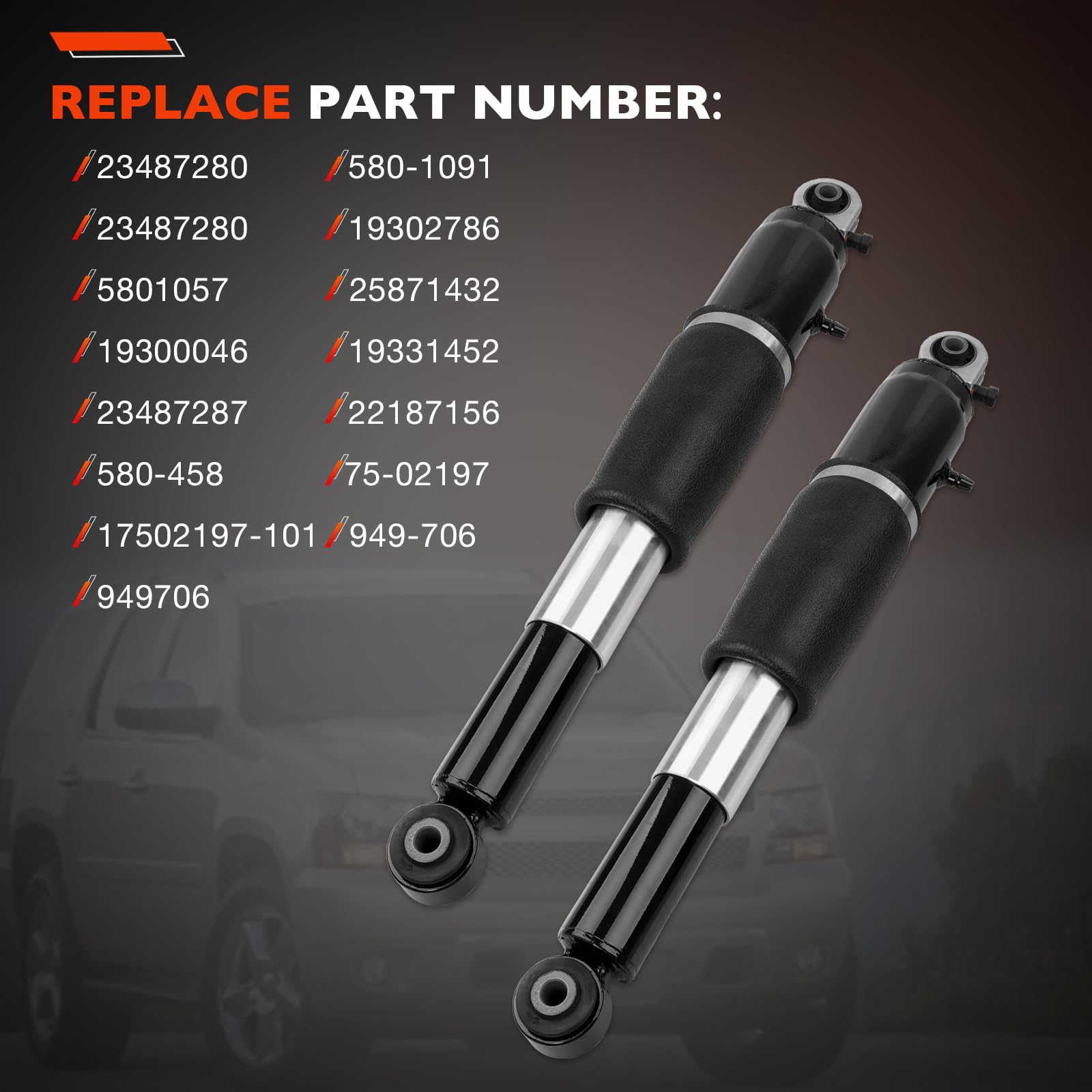 Rear Air Shock Struts Pair Cadillac Escalade Tahoe Yukon Suburban 07-14