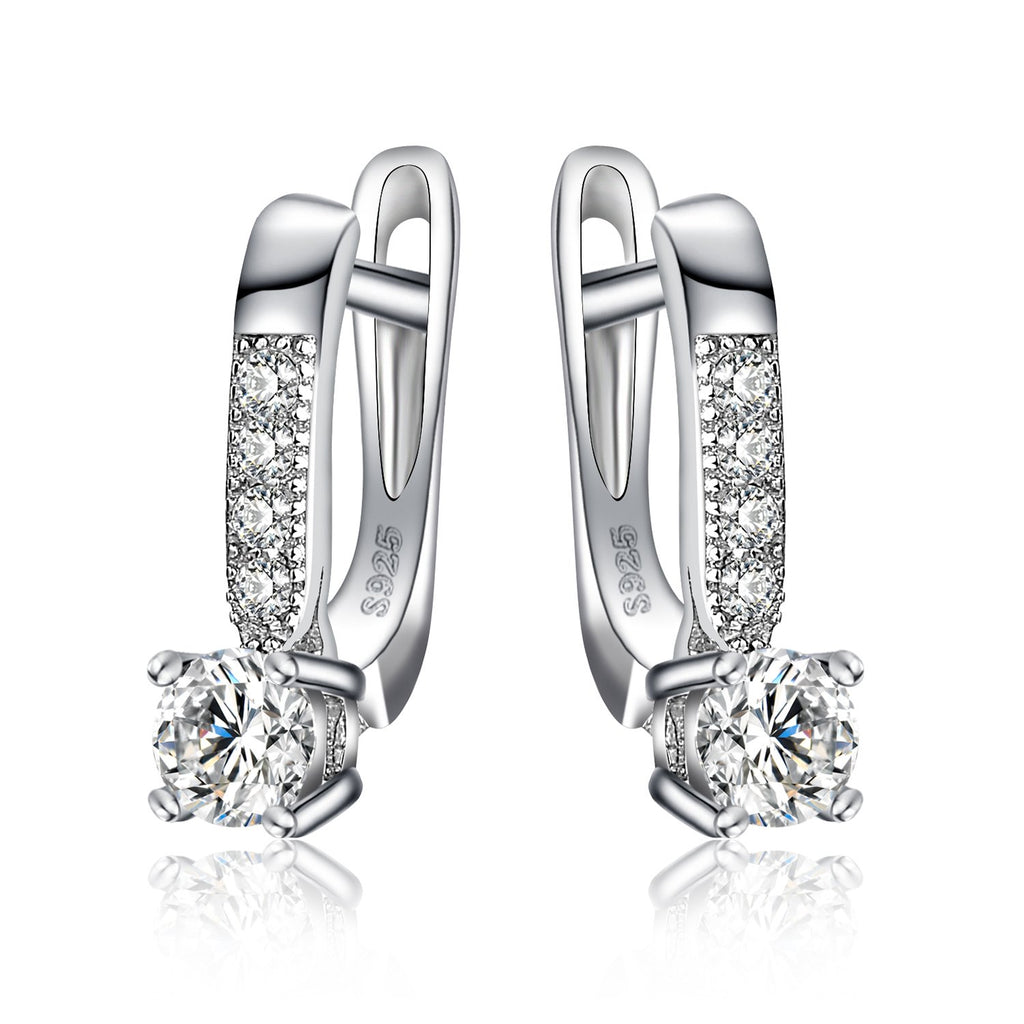 JewelryPalace 1ct Cubic Zirconia Huggie Hoop Earrings for Women, CZ Round Cut