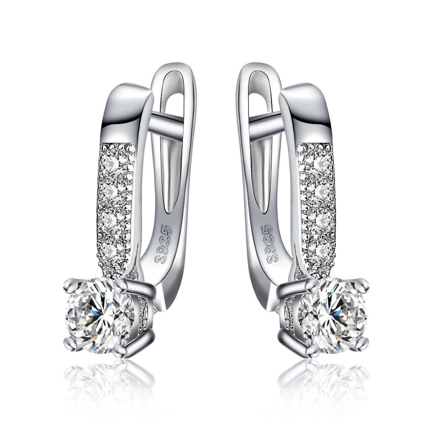 JewelryPalace 1ct Cubic Zirconia Huggie Hoop Earrings for Women, CZ Round Cut
