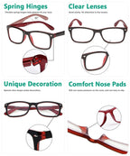 Eyekepper Classic Vintage Style Reading Glasses, Black-Red