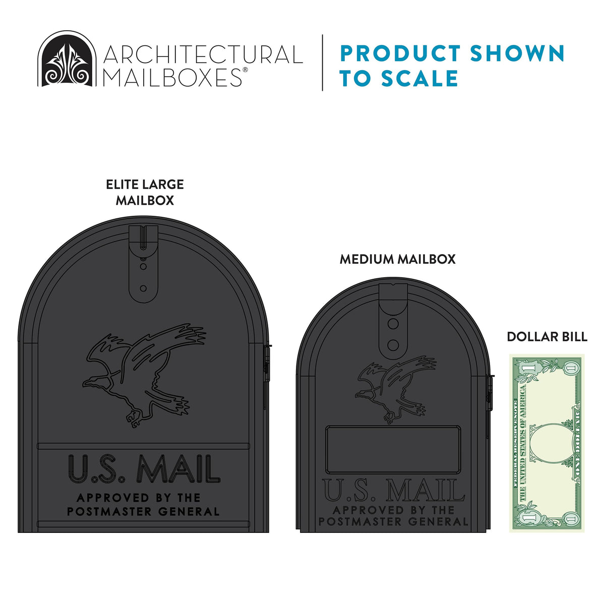Architectural Mailboxes Elite Post Mount Mailbox Black Large