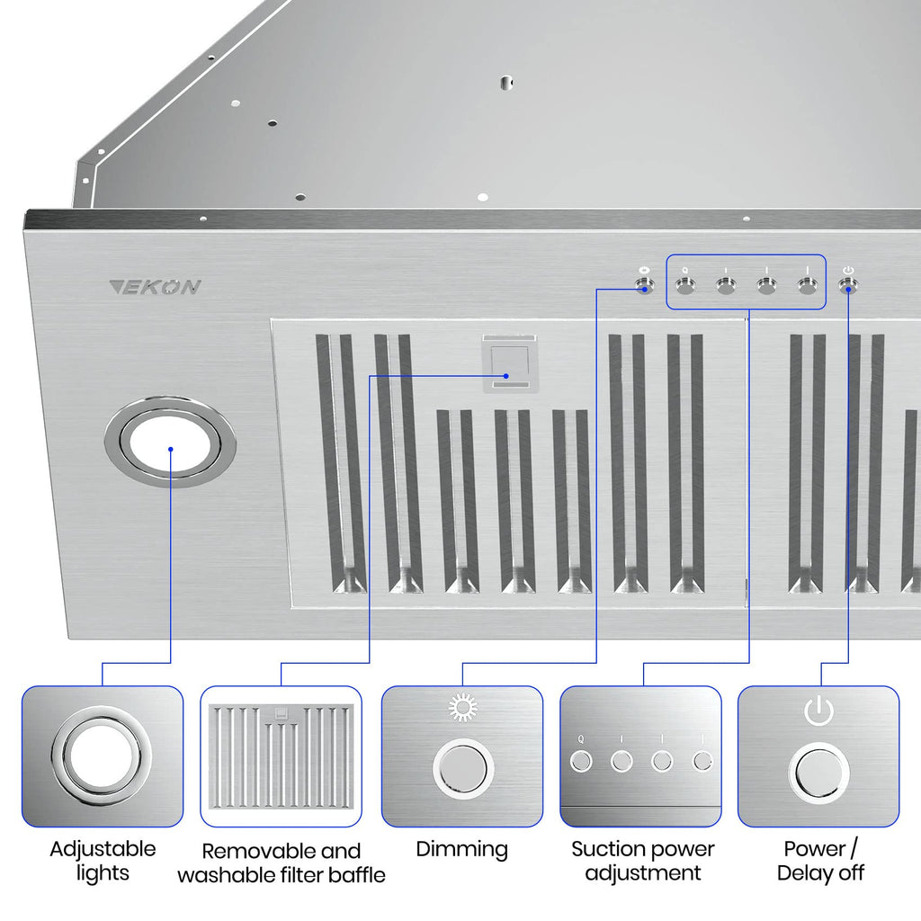 EKON Range Hood Insert 36 Inch, 900 CFM Built-in Kitchen Vent Hood, Ducted or