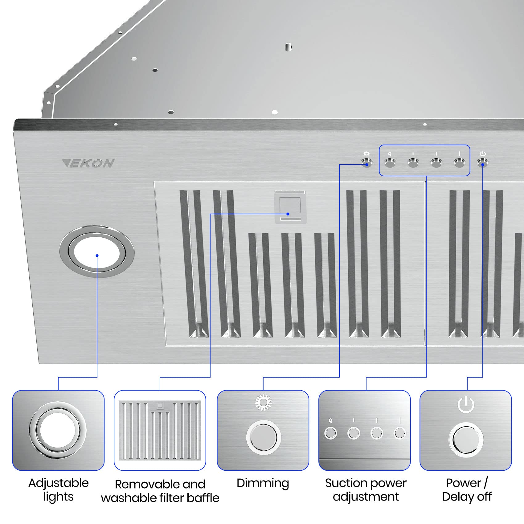 EKON Range Hood Insert 36 Inch, 900 CFM Built-in Kitchen Vent Hood, Ducted or